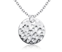 Round Flat Stencil Shaped Silver Necklace SPE-5262